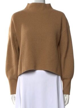 A.L.C. Ribbed Cropped Turtleneck Sweater in Camel